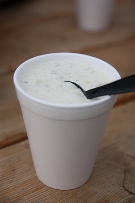 Incredible Clam Chowder is served at Alaskan Surf in Ketchikan Alaska!