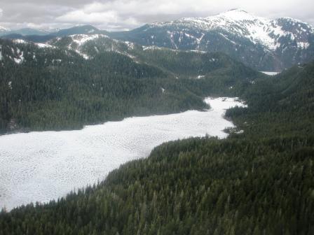 Frozen lakes in the Misty Fjords during our flightseeing excursion