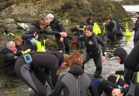 Getting into the water at Snorkel Alaska Cruise Excursions in Ketchikan Alaska