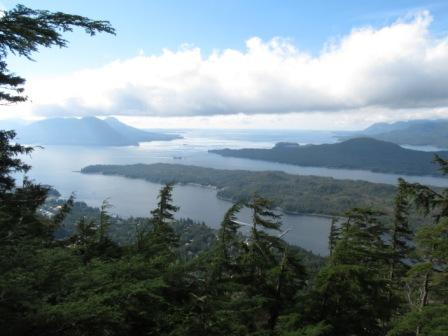 The view at the overlook on the Deer Mountain Trail in Ketchikan Alaska