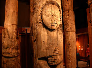 Standing Totem Poles inside the Totem Heritage Center