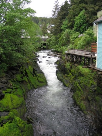 A view of Ketchikan Creek in Ketchikan Alaska