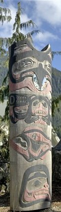Native American Totem Pole in Ketchikan Alaska