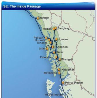 The Alaska State Ferry Inside Passage Route Map